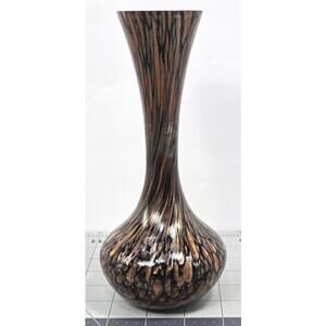 Vtg MCM Murano Aventurine Glass Vase Brown Gold Copper 1960s V NASON 7.75"